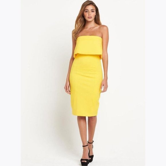 LAVISH ALICE Yellow Bandeau Bodycon Midi Dress 6 - Picture 8 of 13